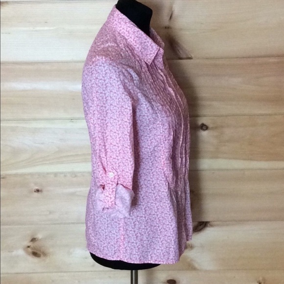 Banana Republic pink & white print blouse Size Small - Picture 3 of 9
